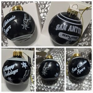 Lot of 2 San Antonio Spurs Ornament Glass Ball happy holiday ornaments